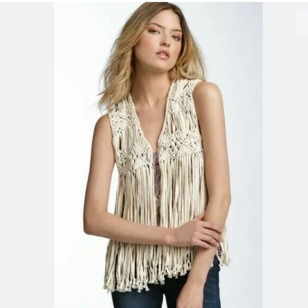Winter Kate NWOT Boho Macrame Vest Sz L